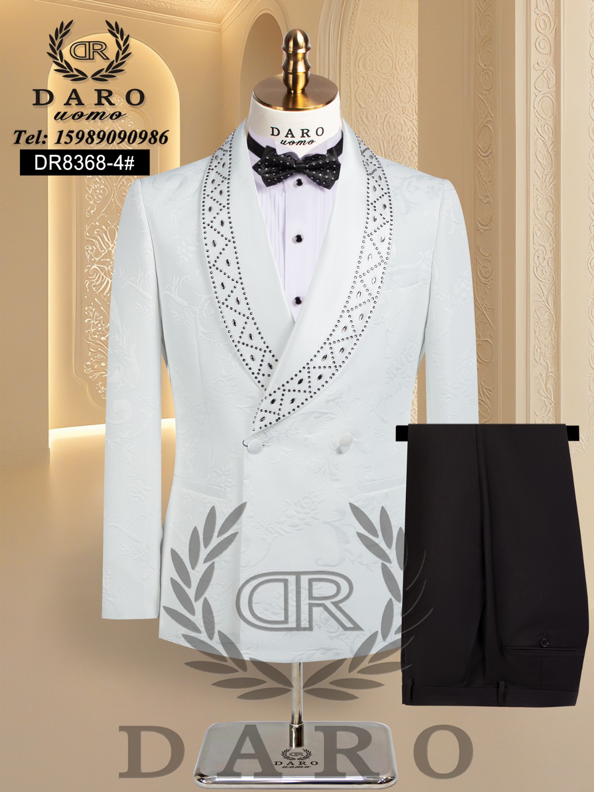 Mario Casas Luxury Crystal-Embellished Shawl Lapel Tuxedo image 3